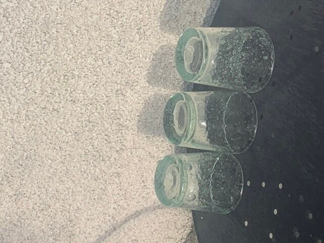 3 glasses in blown glass and green bubble from the glassworks of Biot signed and collector
