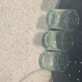 3 glasses in blown glass and green bubble from the glassworks of Biot signed and collector
