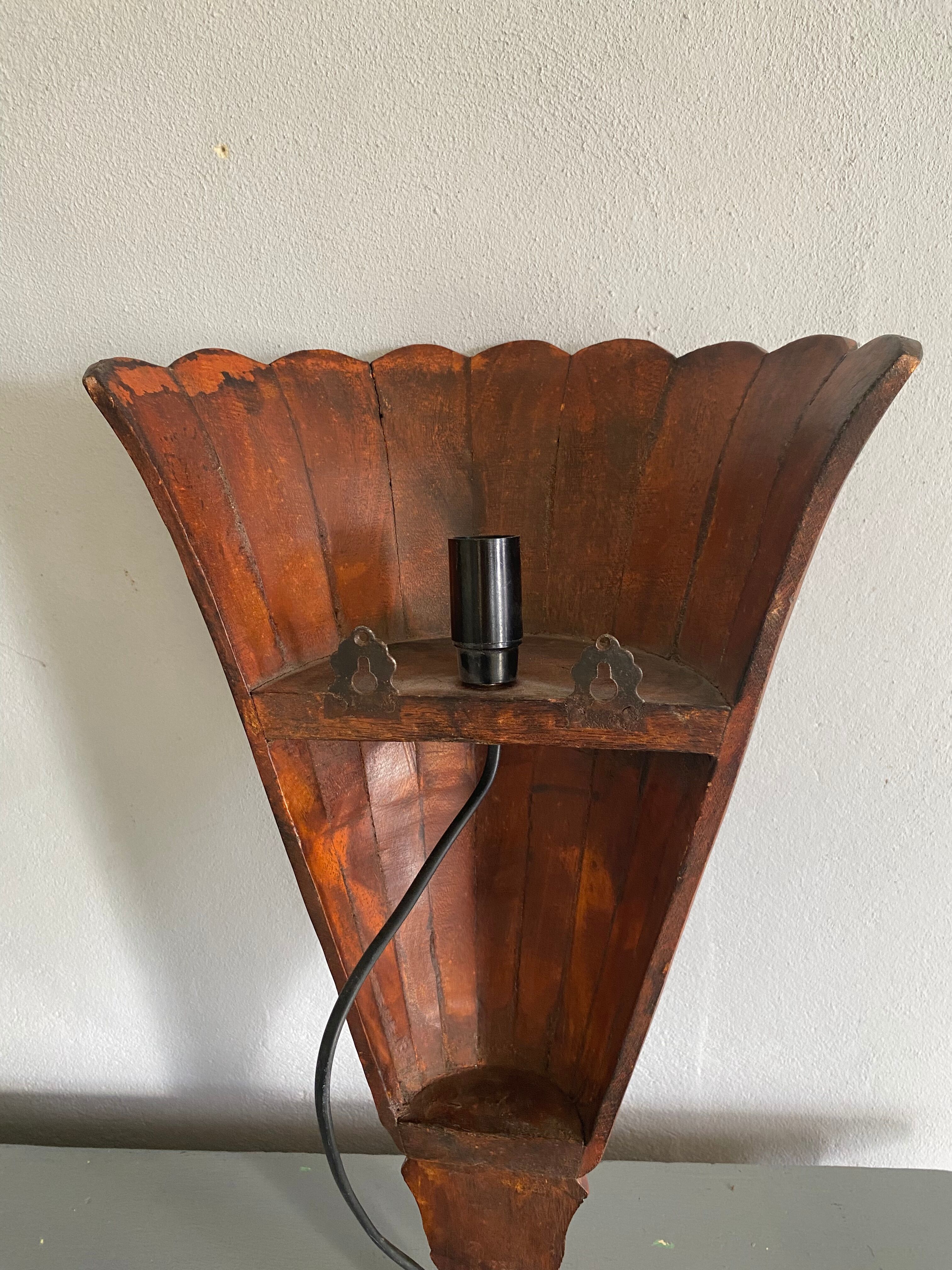 Asian wall lamp electrified wood