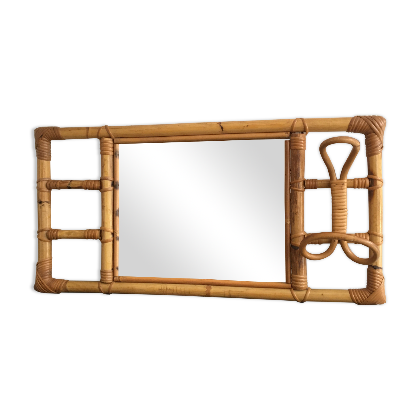 Mirror with 60s rattan pater
