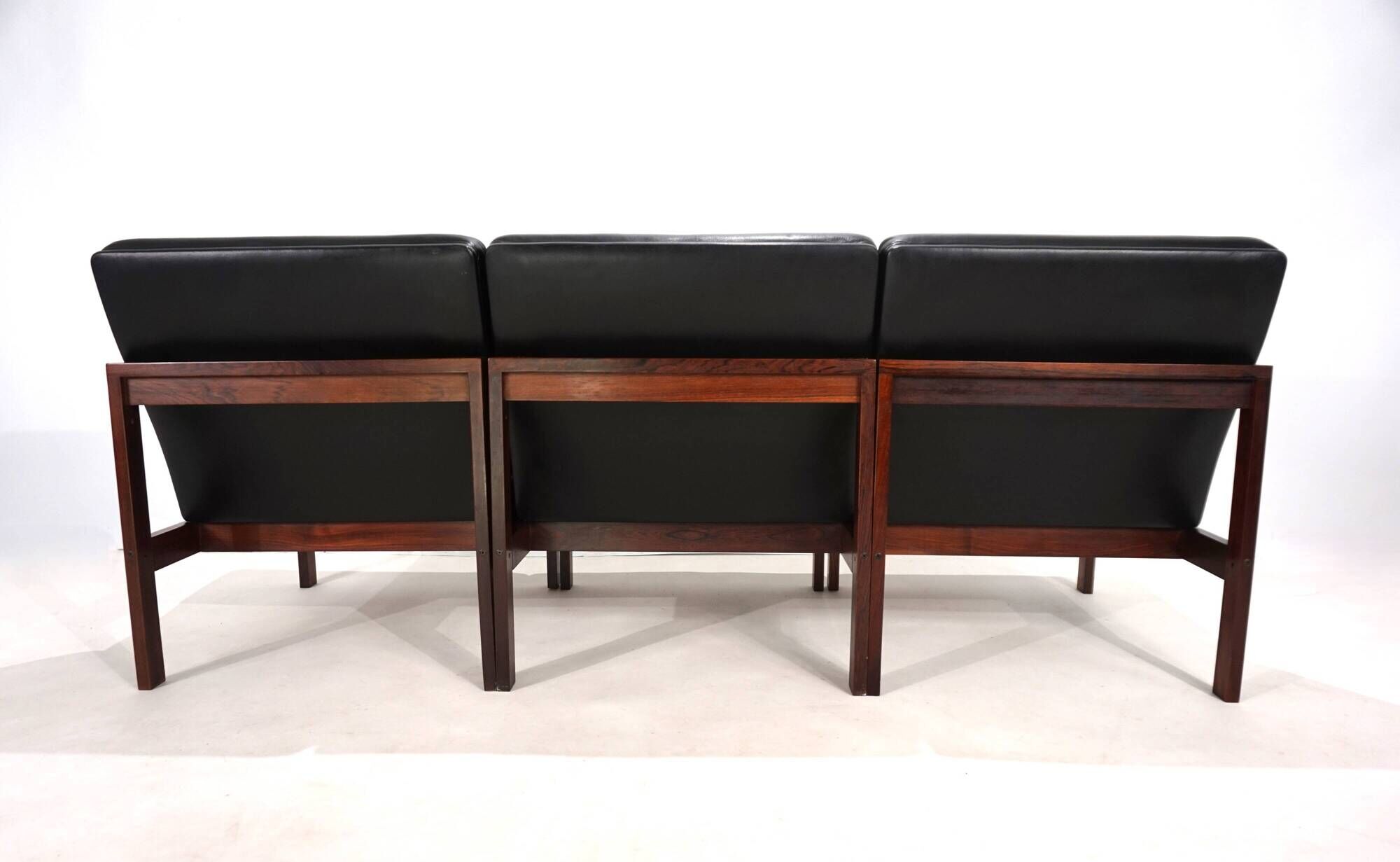 France & Son Set of 3 Modular Leather Armchairs by O. Gjerløv-Knudsen/T. Li