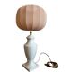 White ceramic table lamp with pastel shade