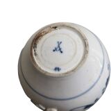 Antique German Porcelain Meissen Zwiebelmunster Teapot with silver, mid 180