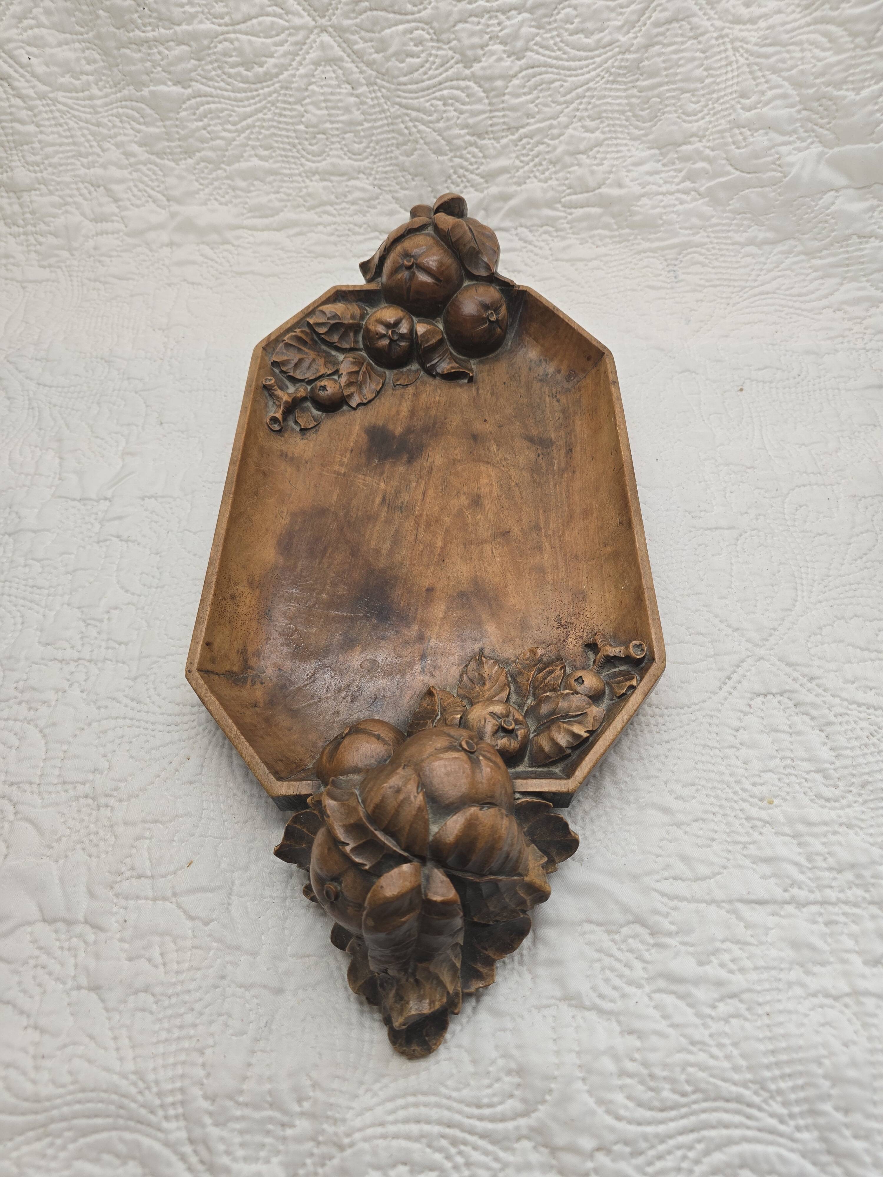 Handmade carved wooden tray