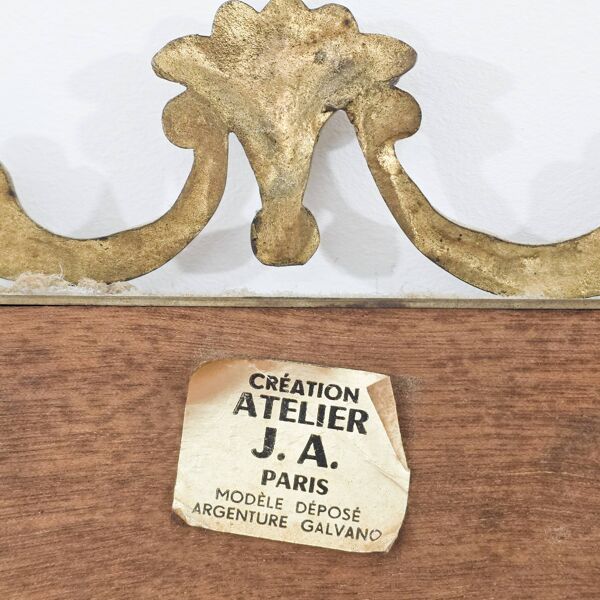 Miroir vintage signé Création Atelier J.A Paris – Modèle déposé, argenture