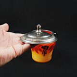 Legras-Montjoye enameled & painted glass biscuit bucket, Art Deco period