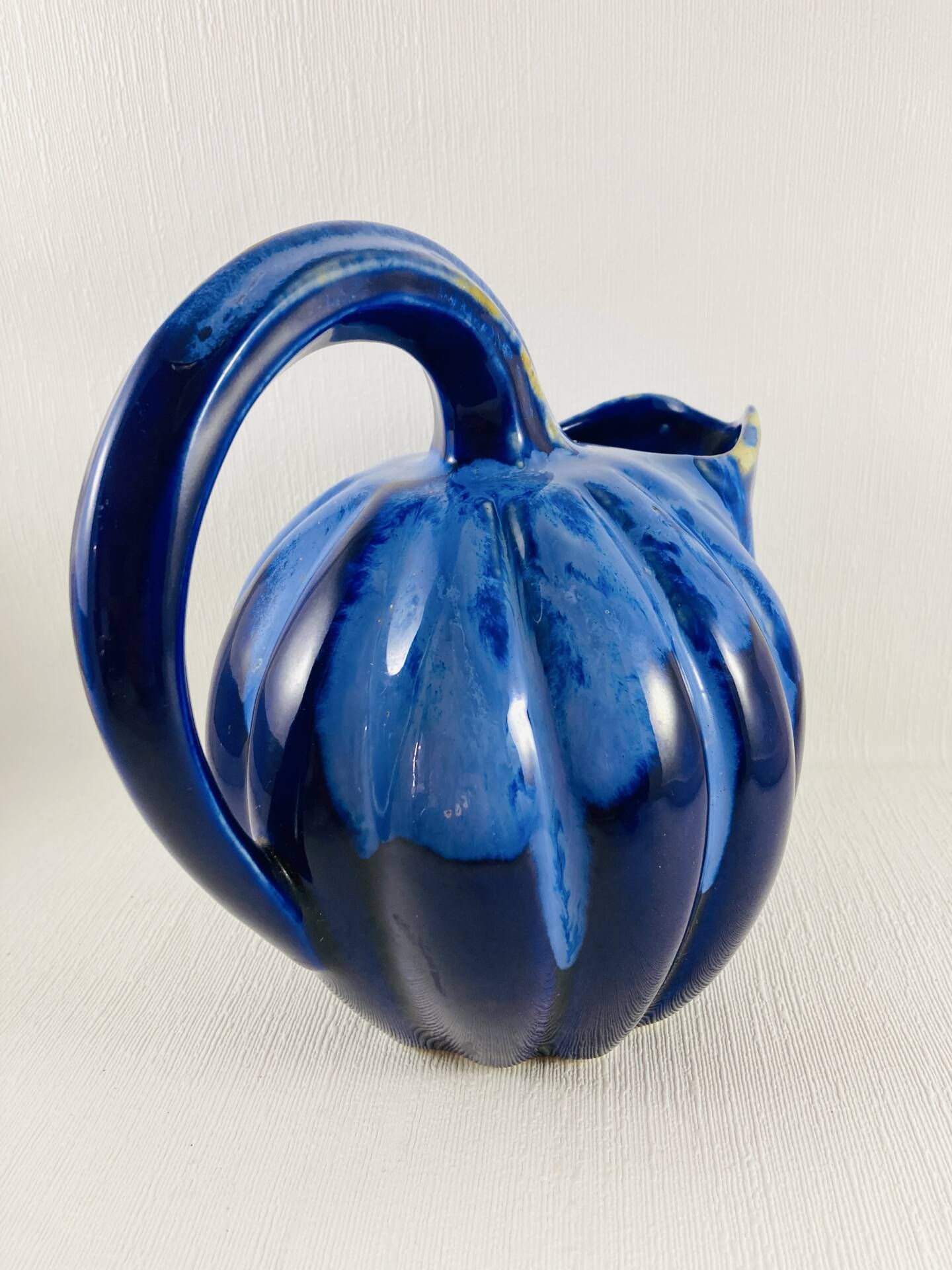 Pichet melon 1,2l grès flammé bleu cobalt alpho 199 - saint-uze vintag