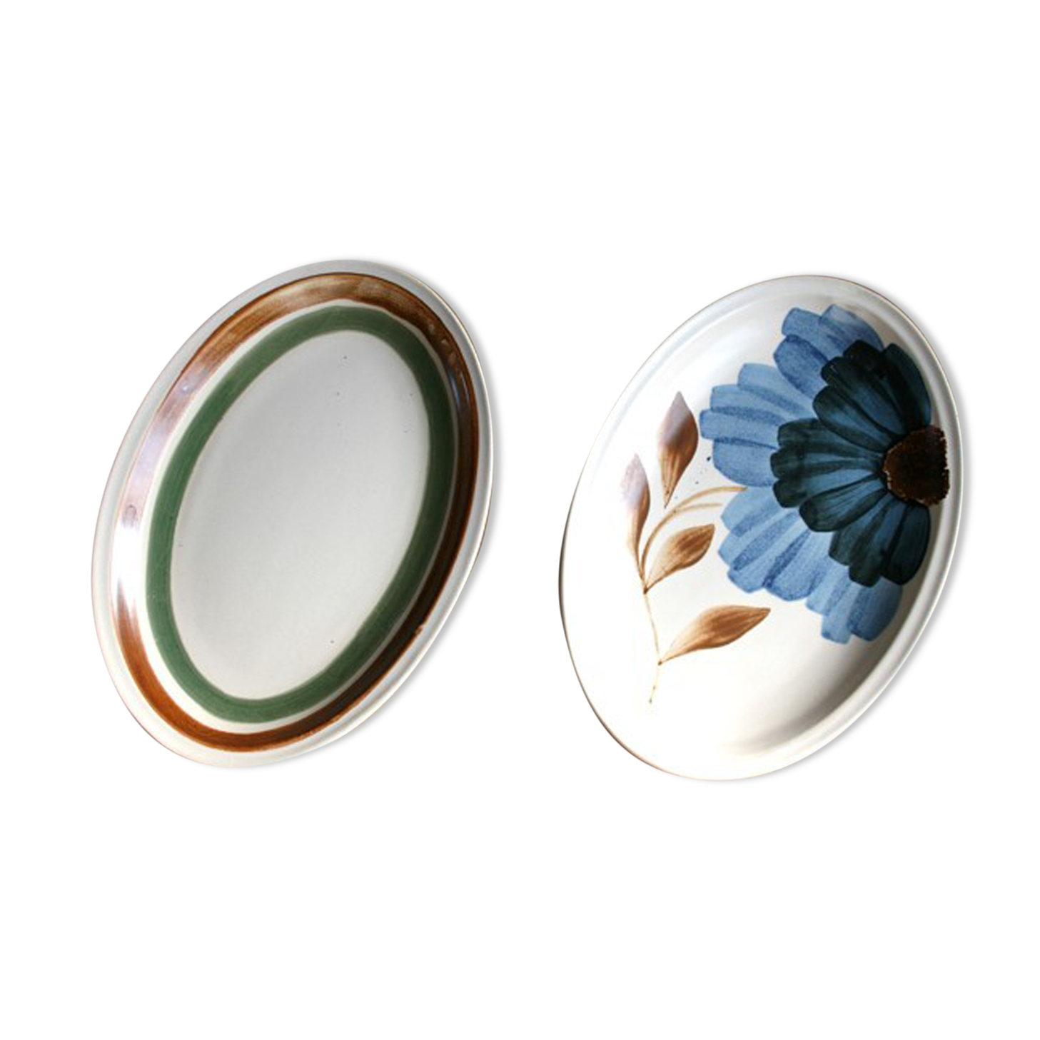 Set of 2 oval serving dishes faience Gien