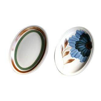 Set of 2 oval serving dishes faience Gien