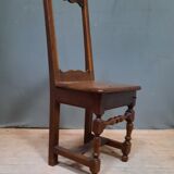 Chaise escabelle en bois Louis XIII