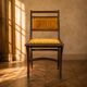 Art Nouveau dining chair in solid wood and velvet with brass studs, 1900s–1910s