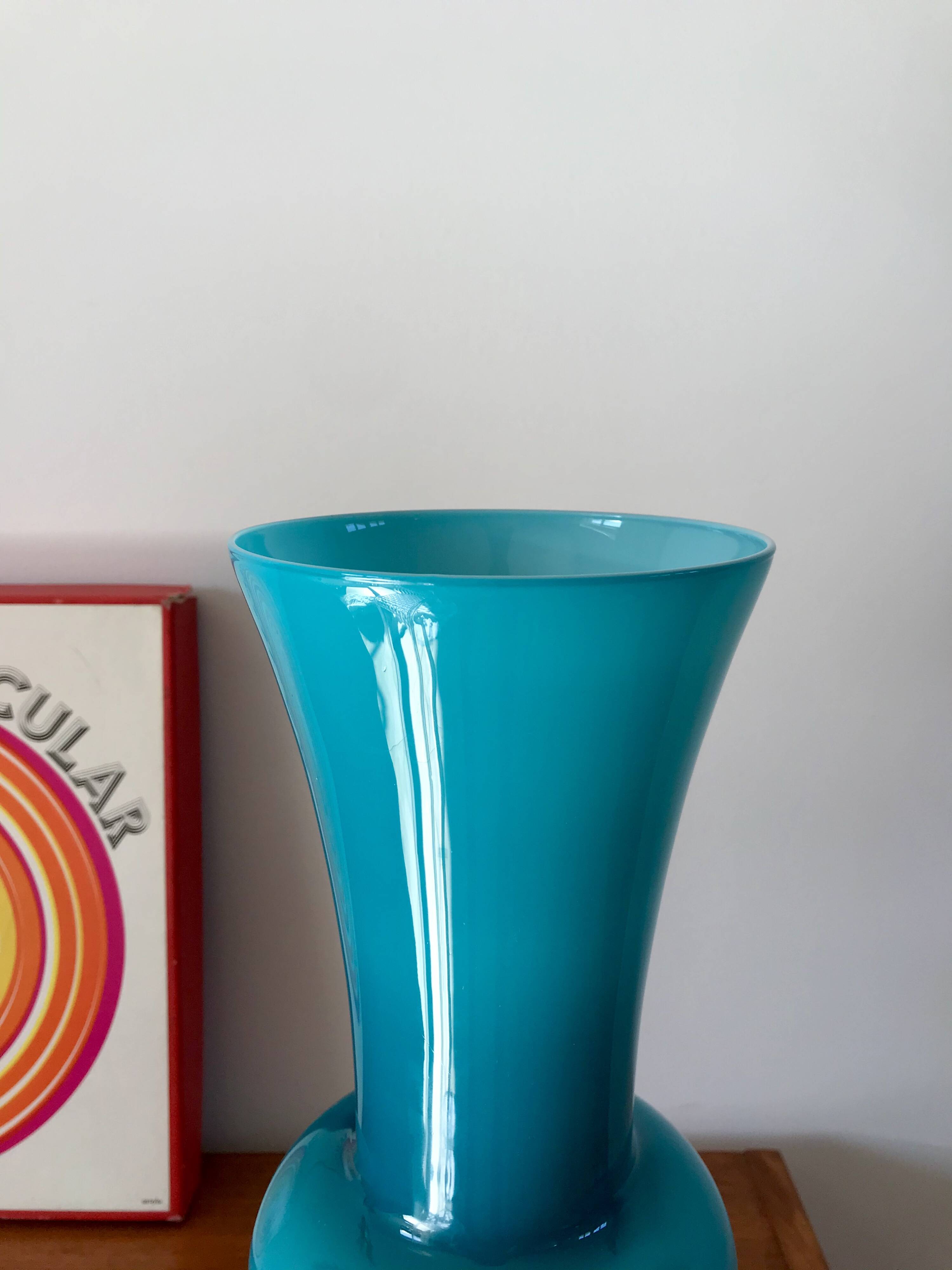 Large giant blue opaline vase 50s-70s
