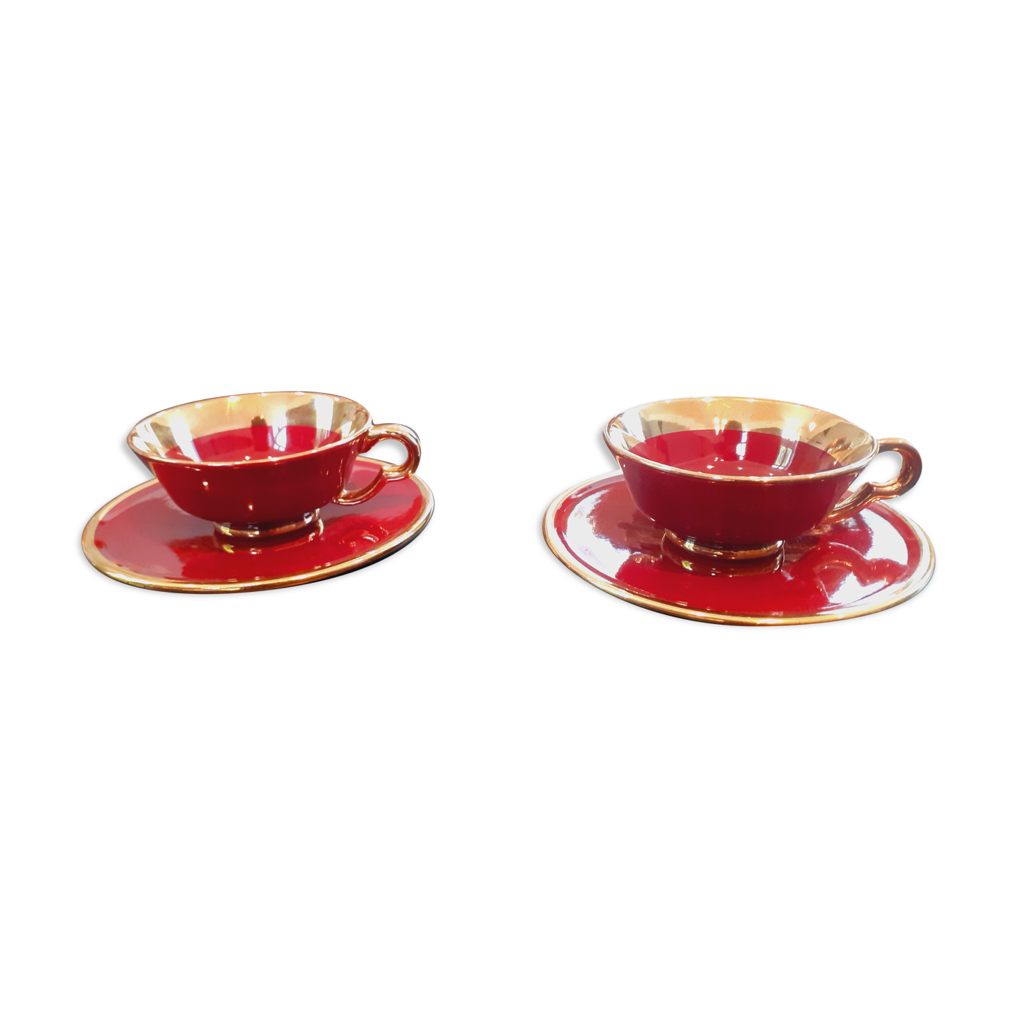 Pair of cup year 50 in glazed porcelain Magdalithe