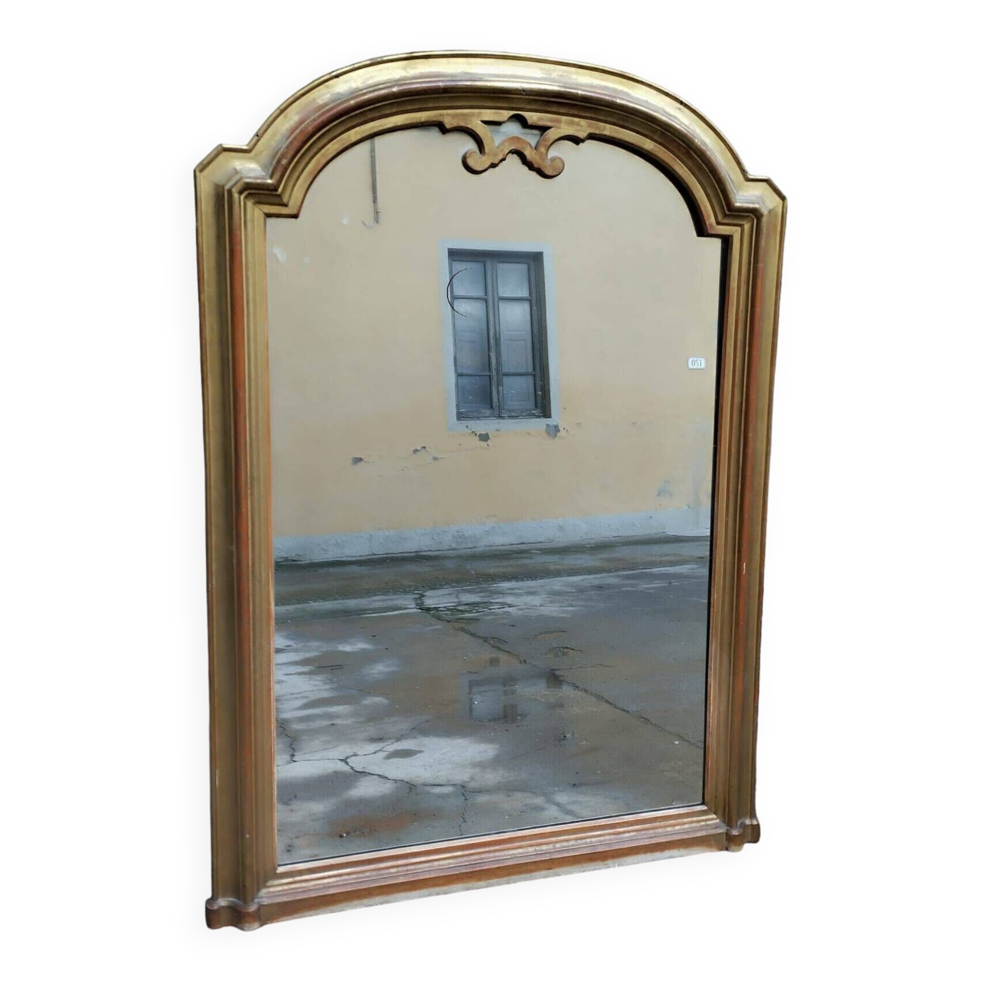 Grand miroir italien à la feuille d'or du 19ème siècle