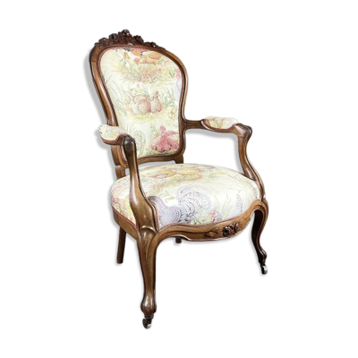 Fauteuil ancien en bois sculpté, époque Napoléon III, XIXe Siècle