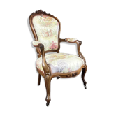 Antique carved wooden armchair, Napoleon III period, 19th century.