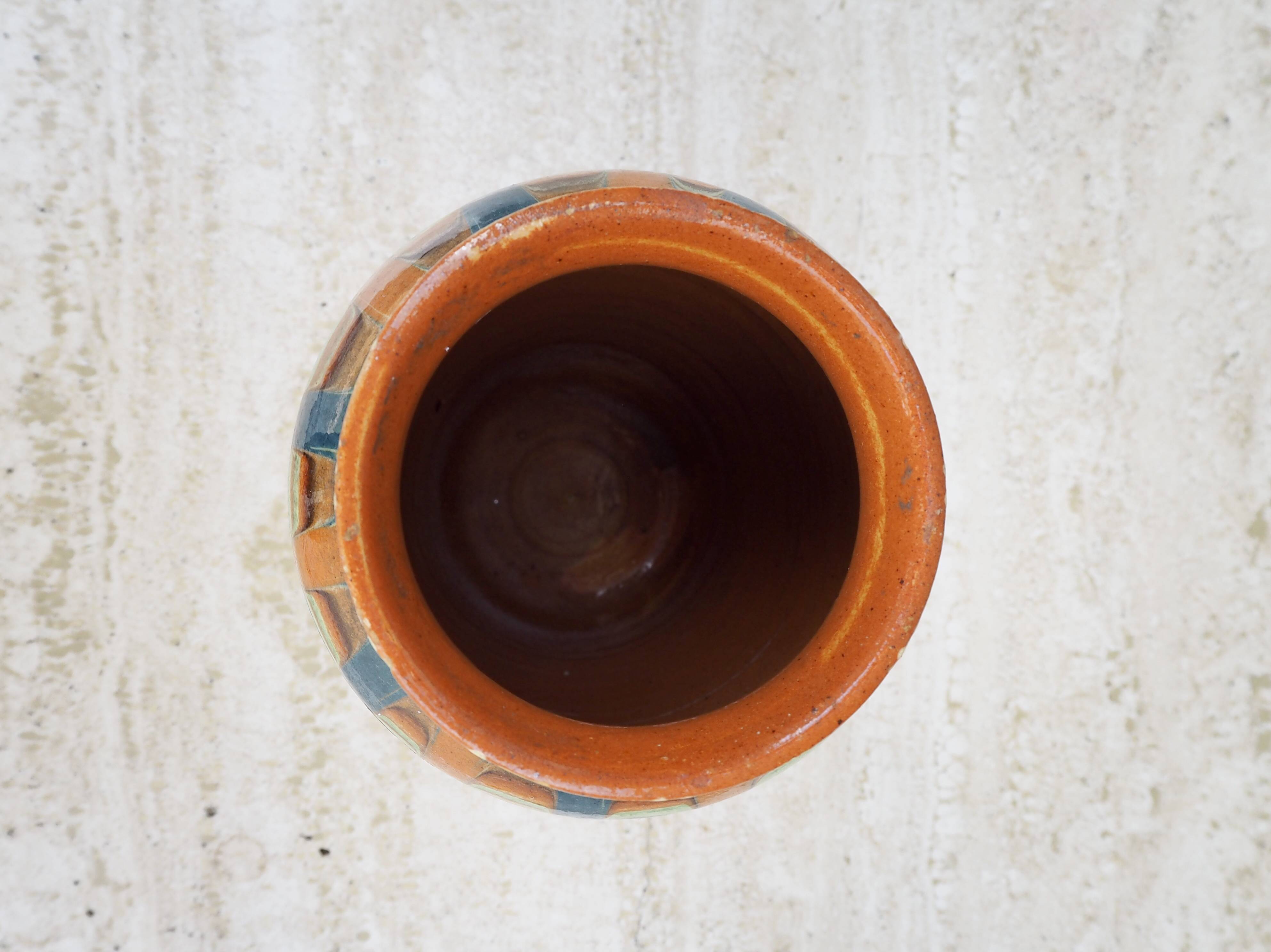 Handcrafted vase with glazes, 1970s