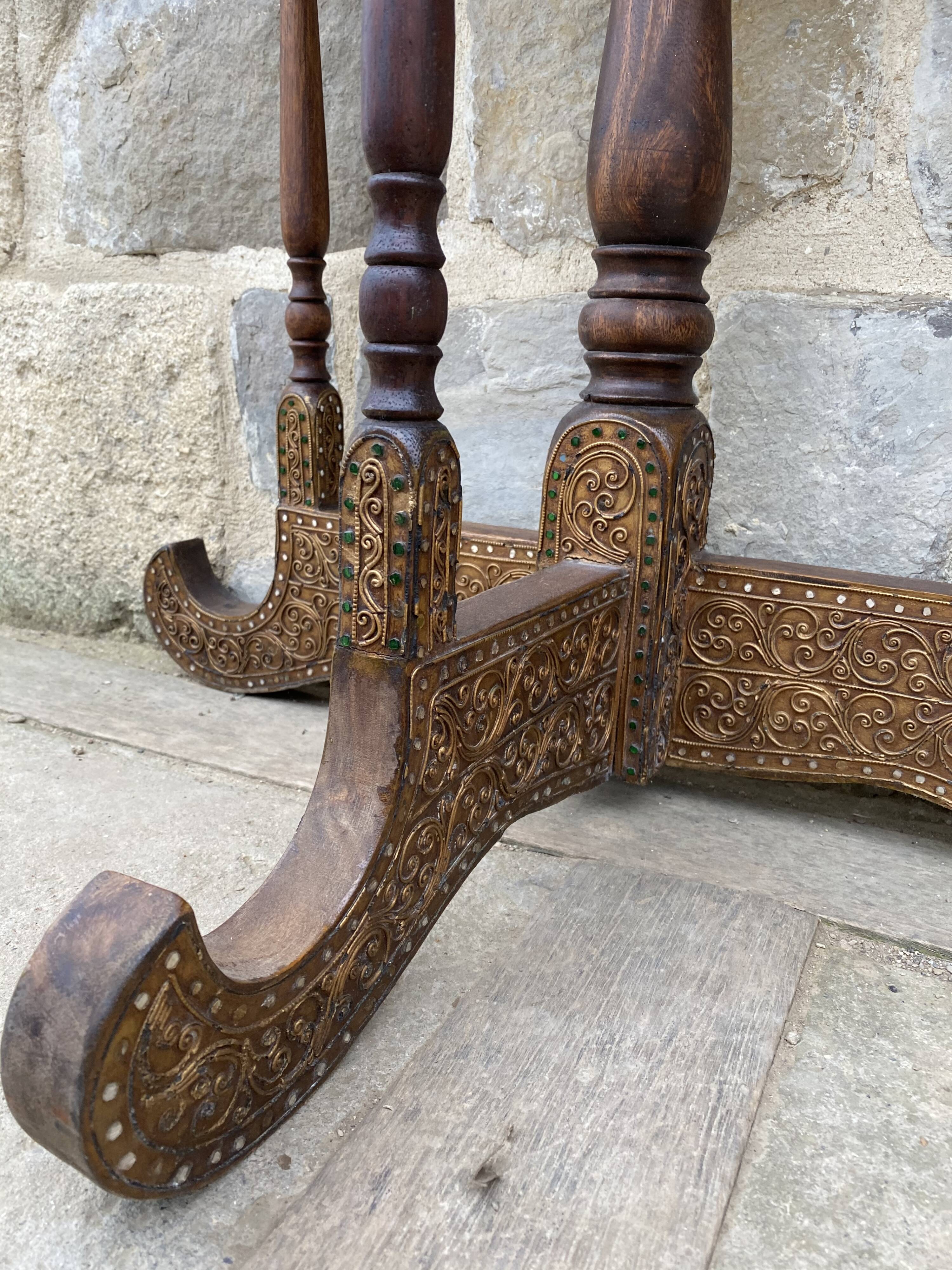 Console half moon carved wood 1970