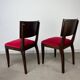 2 chaises art déco, velours rouge et palissandre