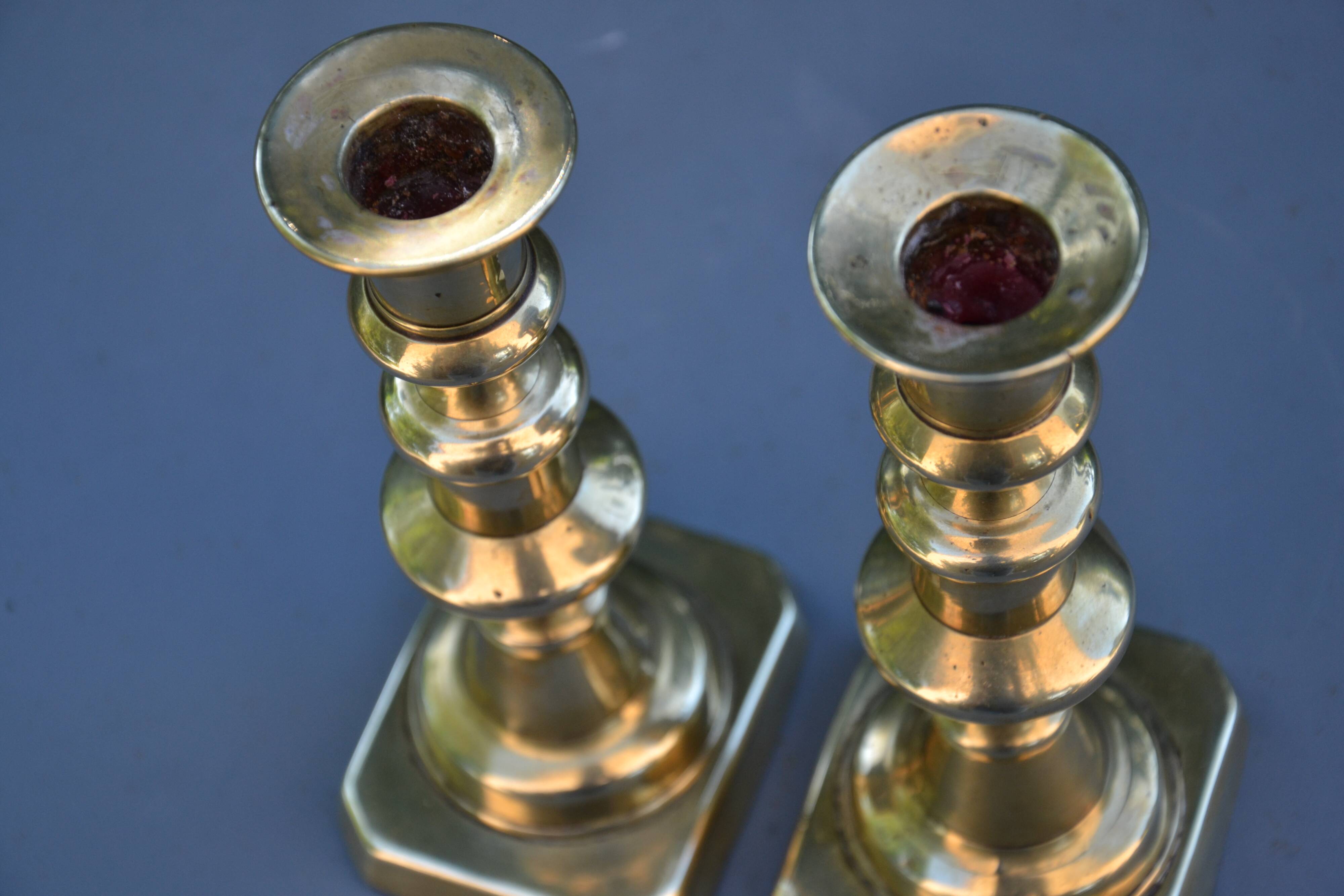 Two modern brass candlesticks