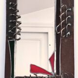 Brutalist mirror in metal and set glass