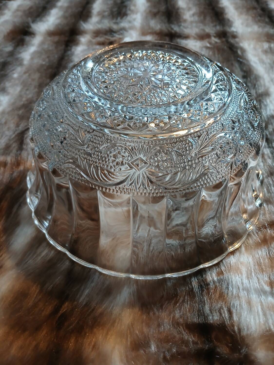 Antique cut glass salad bowl