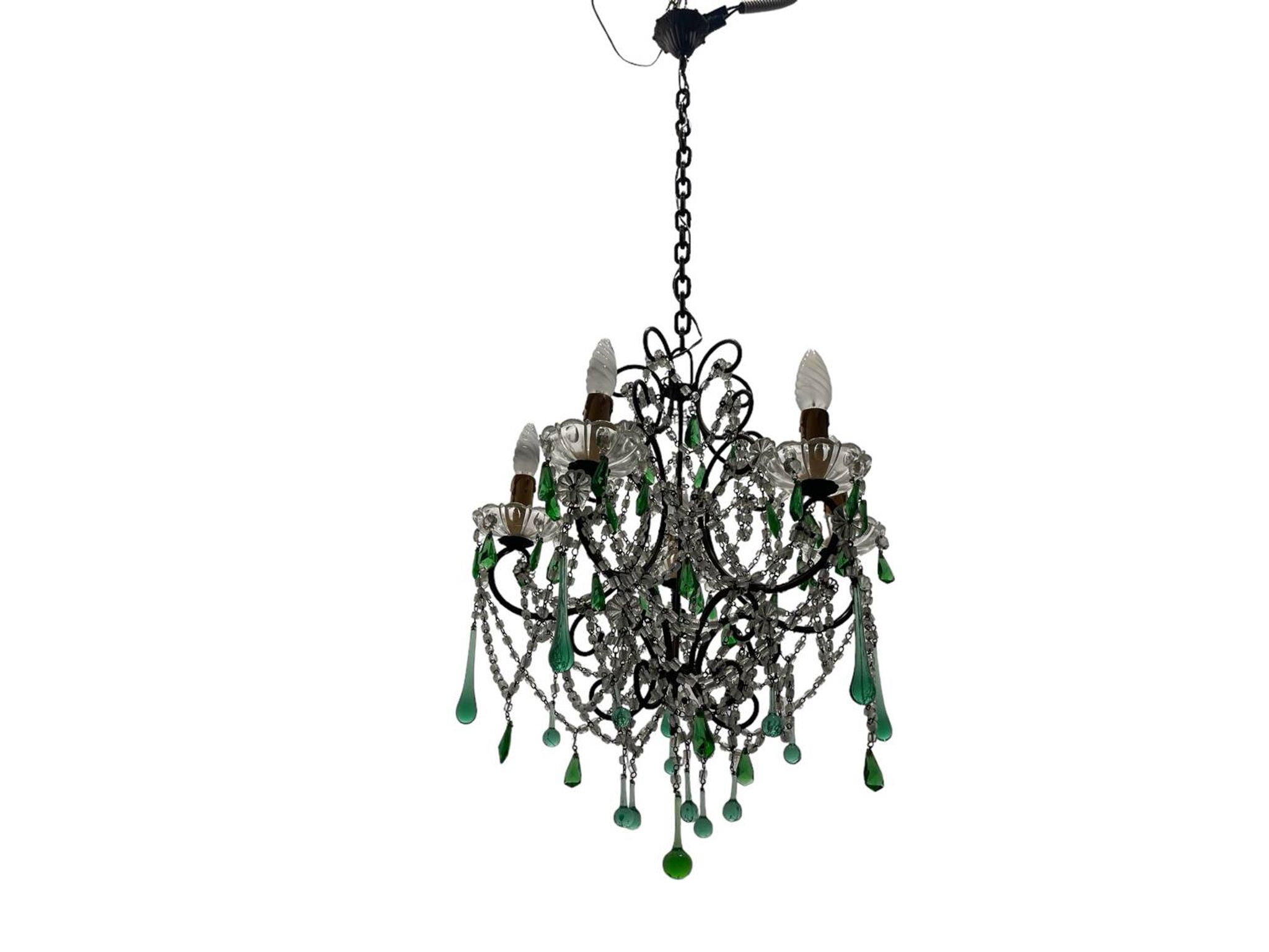 Green Murano Macaroni Chandelier 1950’s