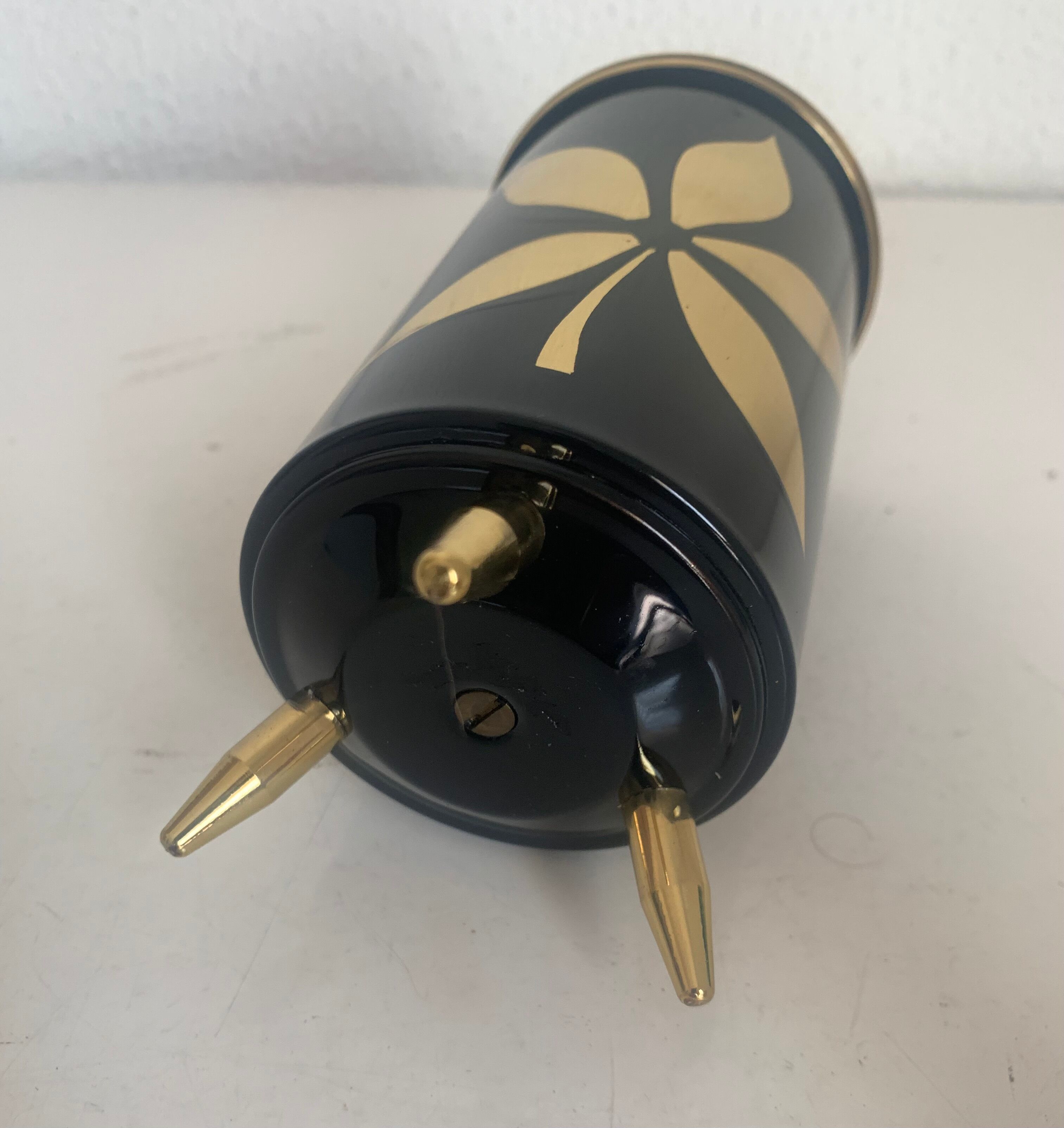 Vintage cigarette holder 1960 tripod black gold box - 16 x 7 cm