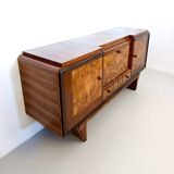 Art Deco Walnut, Briar Root and Ebonized Beech Sideboard, Italy