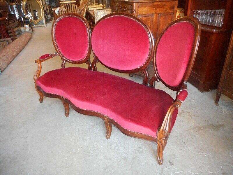 Louis Philippe sofa medallion in mahogany from the 19th century