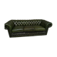 3-seater green leather Chesterfield sofa