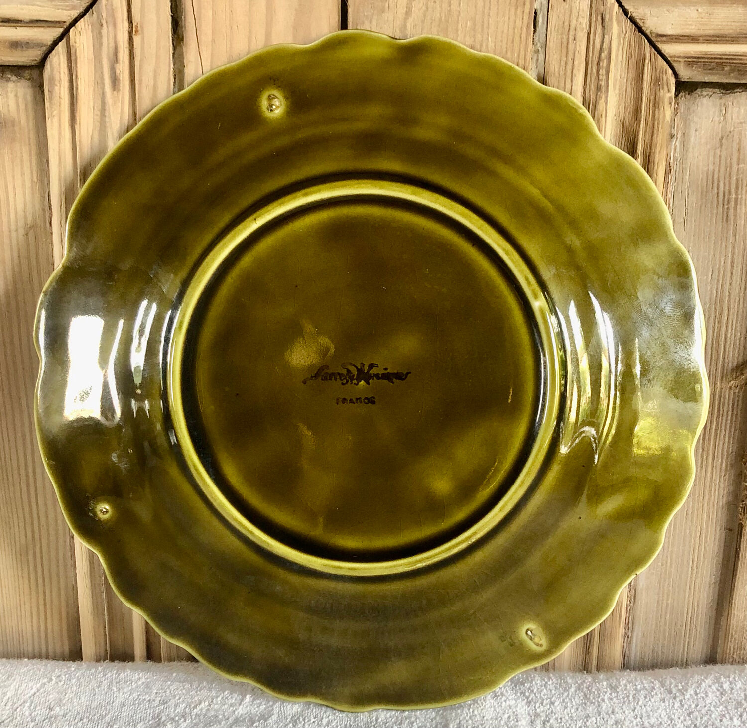 6 old Sarreguemines slip plates