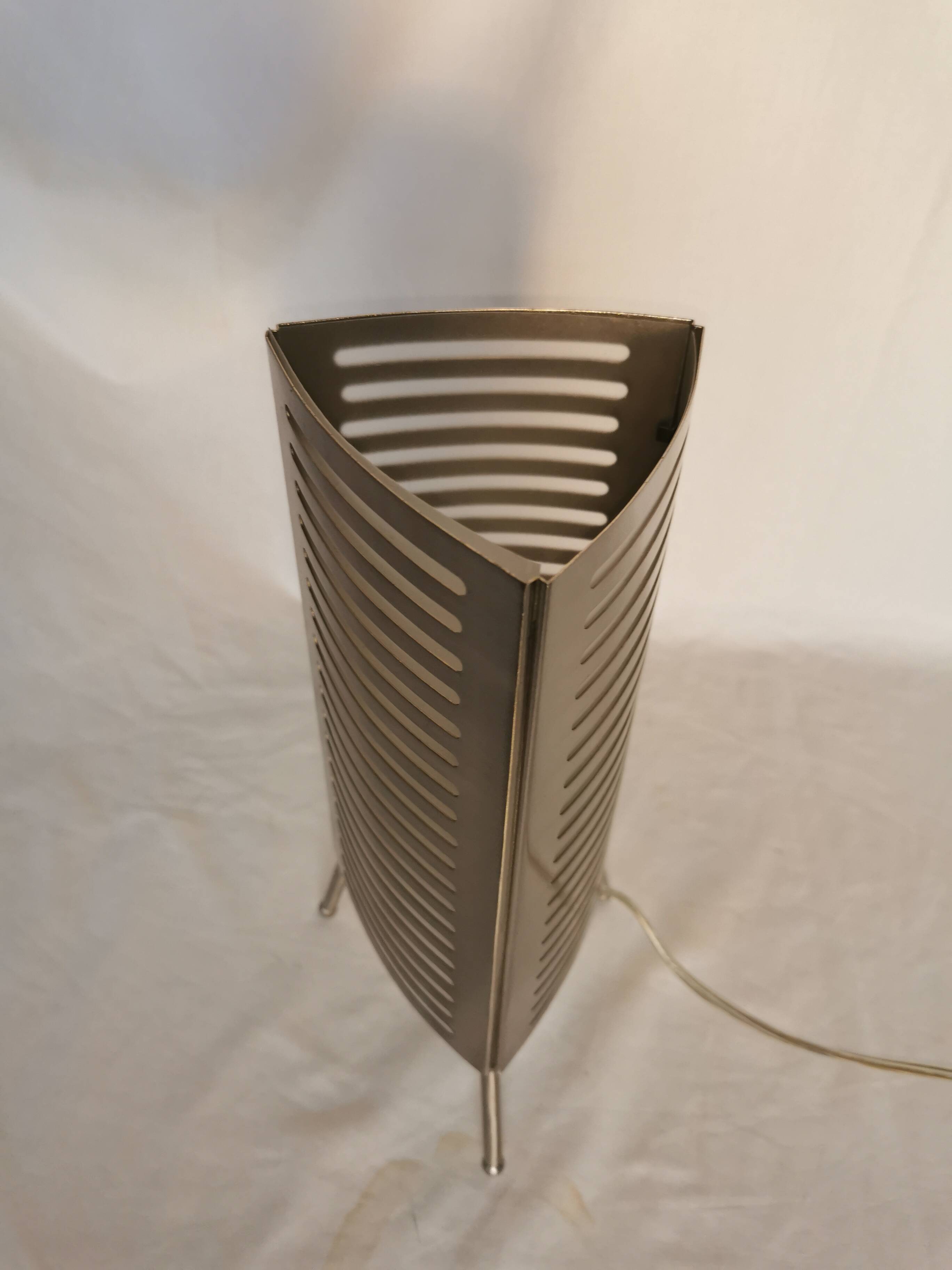 Openwork stainless steel table lamp, Sweden, 1990