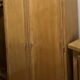 Vintage antique wardrobe in raw oak with tapered legs: wardrobe + shelf.
