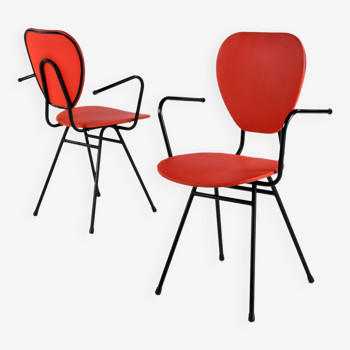 Pair of chairs with armrests by Jacques Hitier