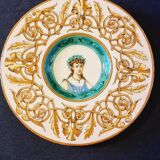 Italian faience plate with a female portrait decoration, Renaissance style.