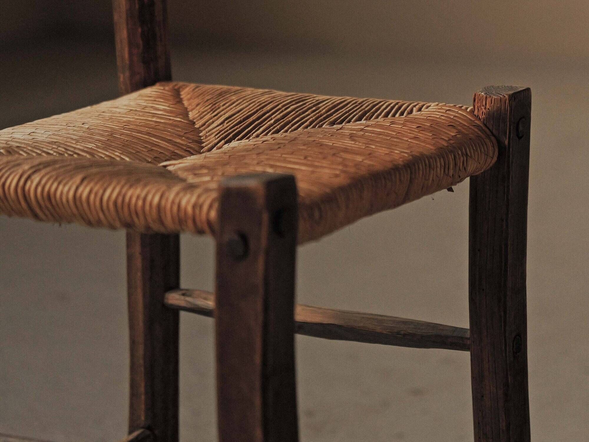 Peasant chair in wood and straw, Folk Art, around 1900