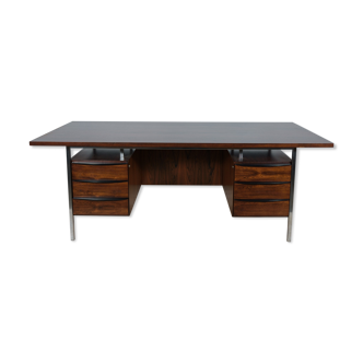 Bureau en palissandre et chrome du milieu du siècle, années 1970