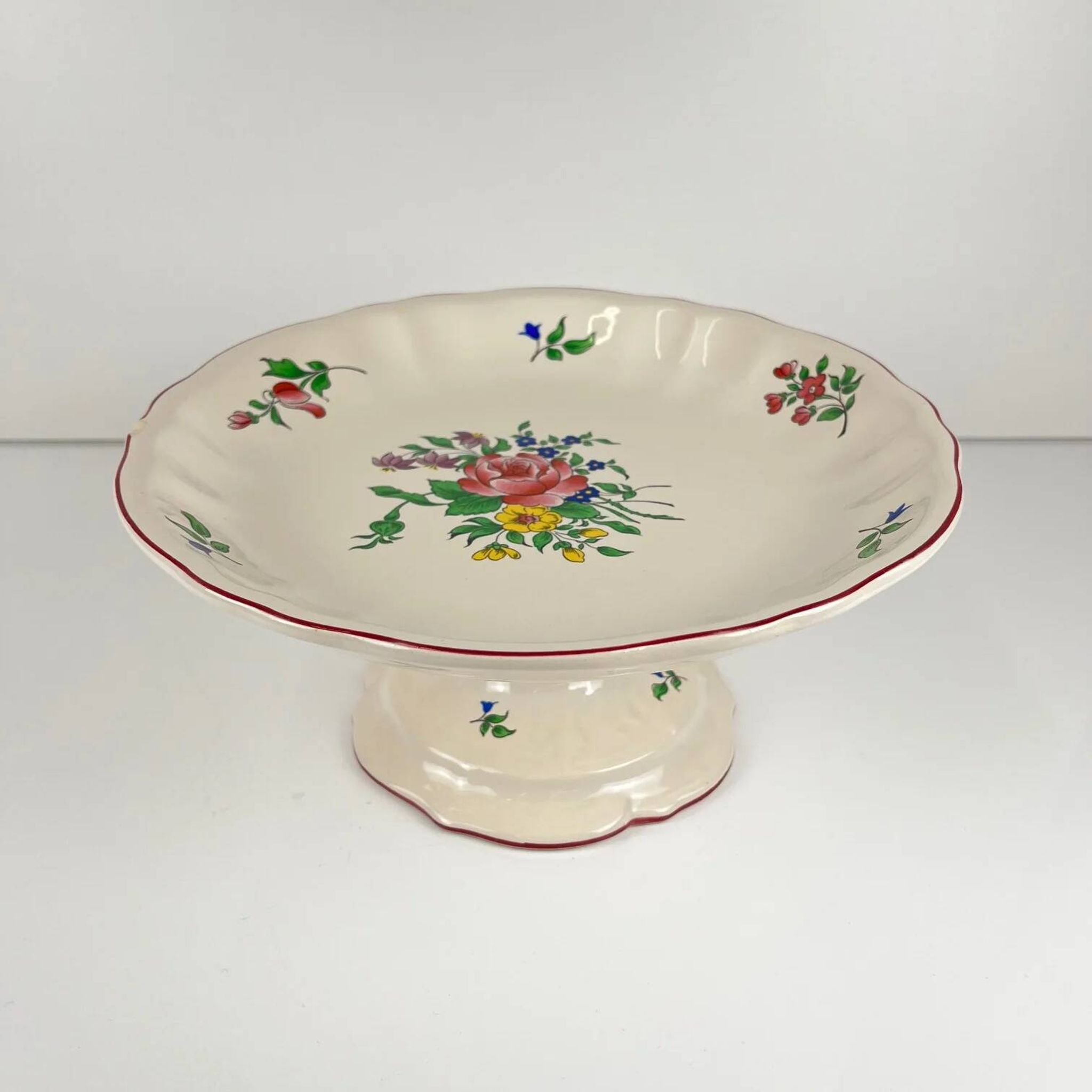 Compote dish KG Lunéville, model "Réverbère", rose pattern