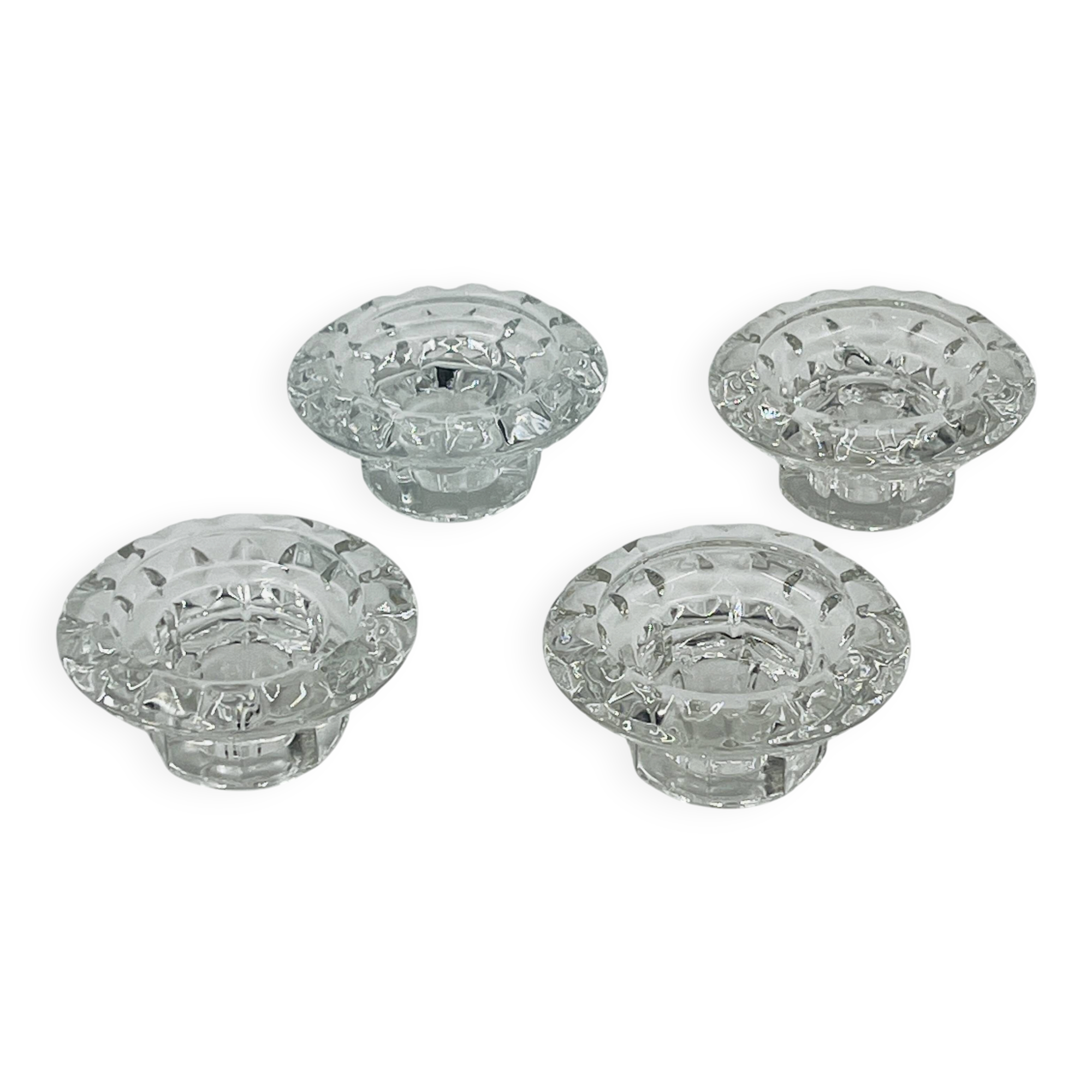 Set of 4 Cut Crystal Candle Holders Bolsius France 70s