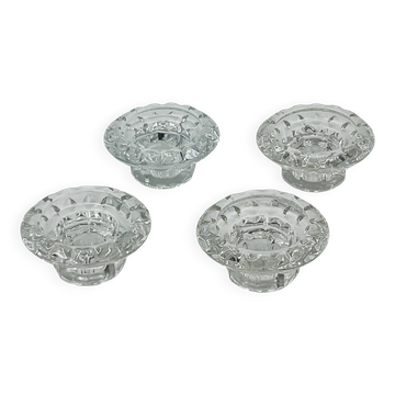 Set of 4 Cut Crystal Candle Holders Bolsius France 70s
