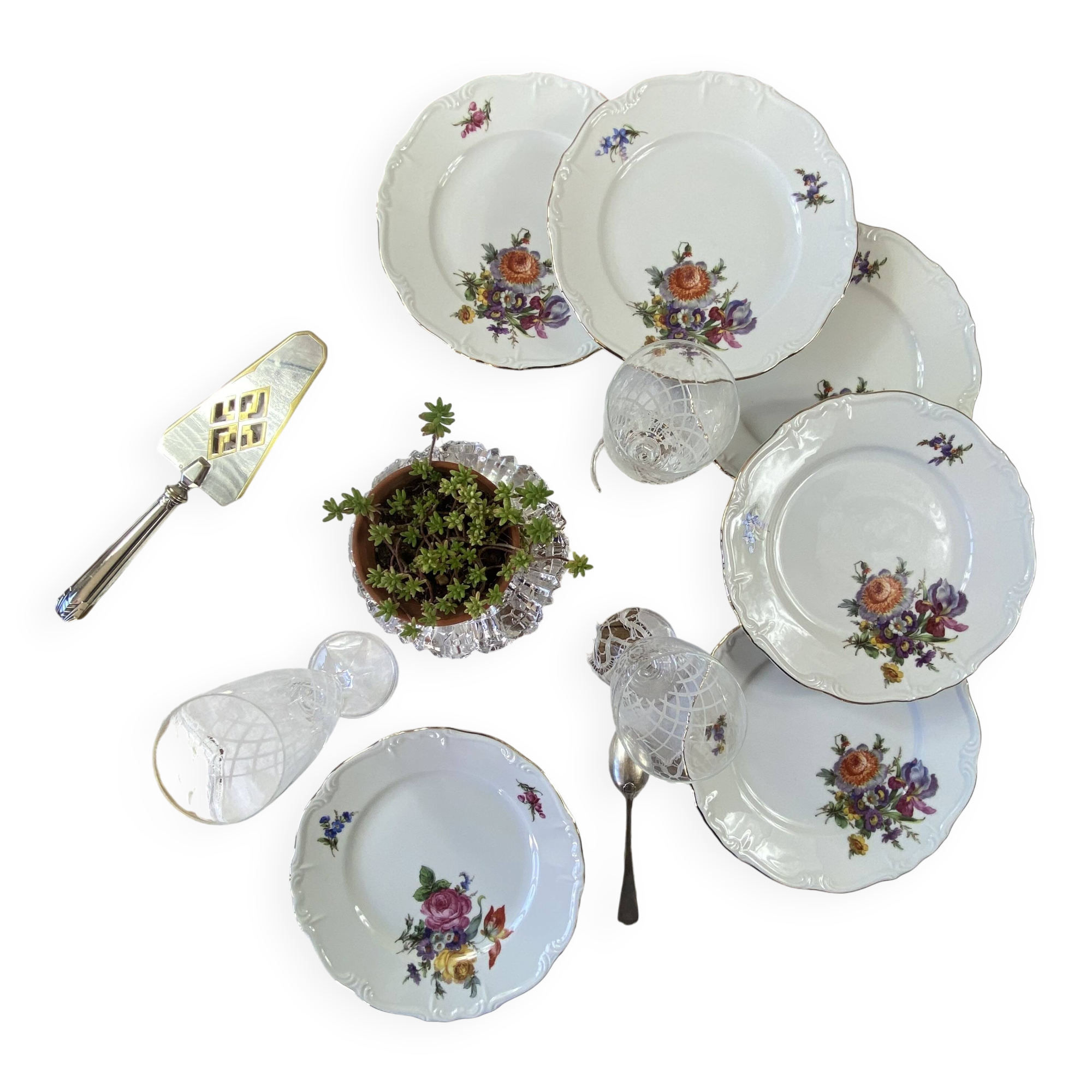 Service 6 assiettes dessert porcelaine ancienne Edelstein Bavaria