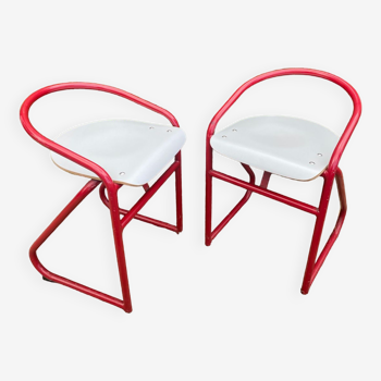 Paire de chaises hautes tabourets de labo Samo 80’s