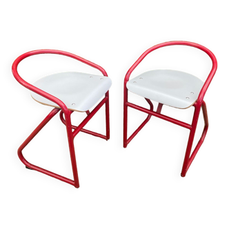 Paire de chaises hautes tabourets de labo Samo 80’s