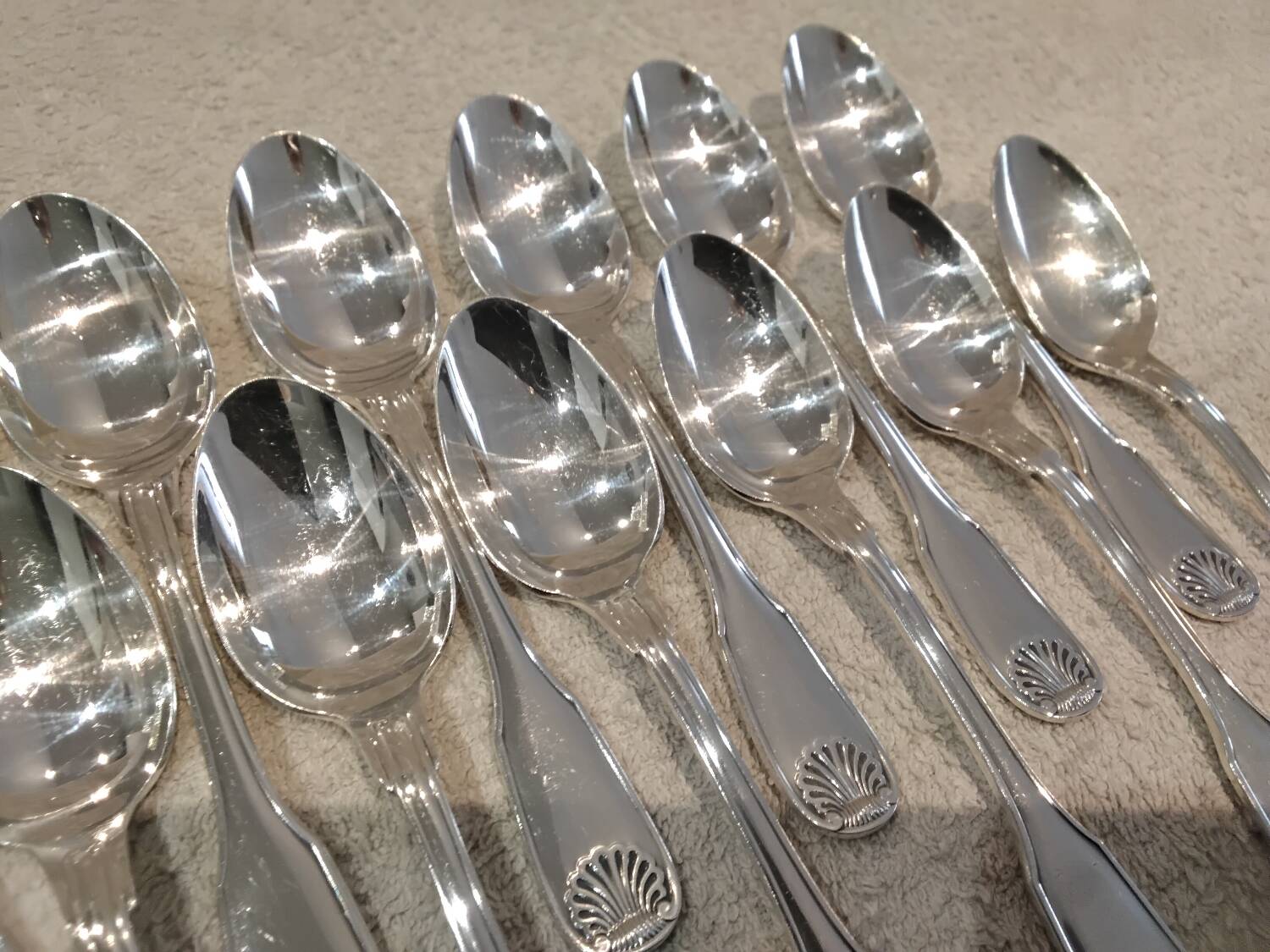 12 silver-plated coffee spoons, Christofle Vendome, 13.6 cm