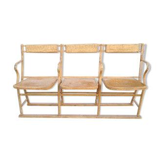 Bench cinema or theatre chairs in iron and solid wood - circa 1930