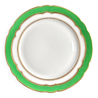 White, gold and green porcelain cake plate monogrammed "LB", circa 1850
