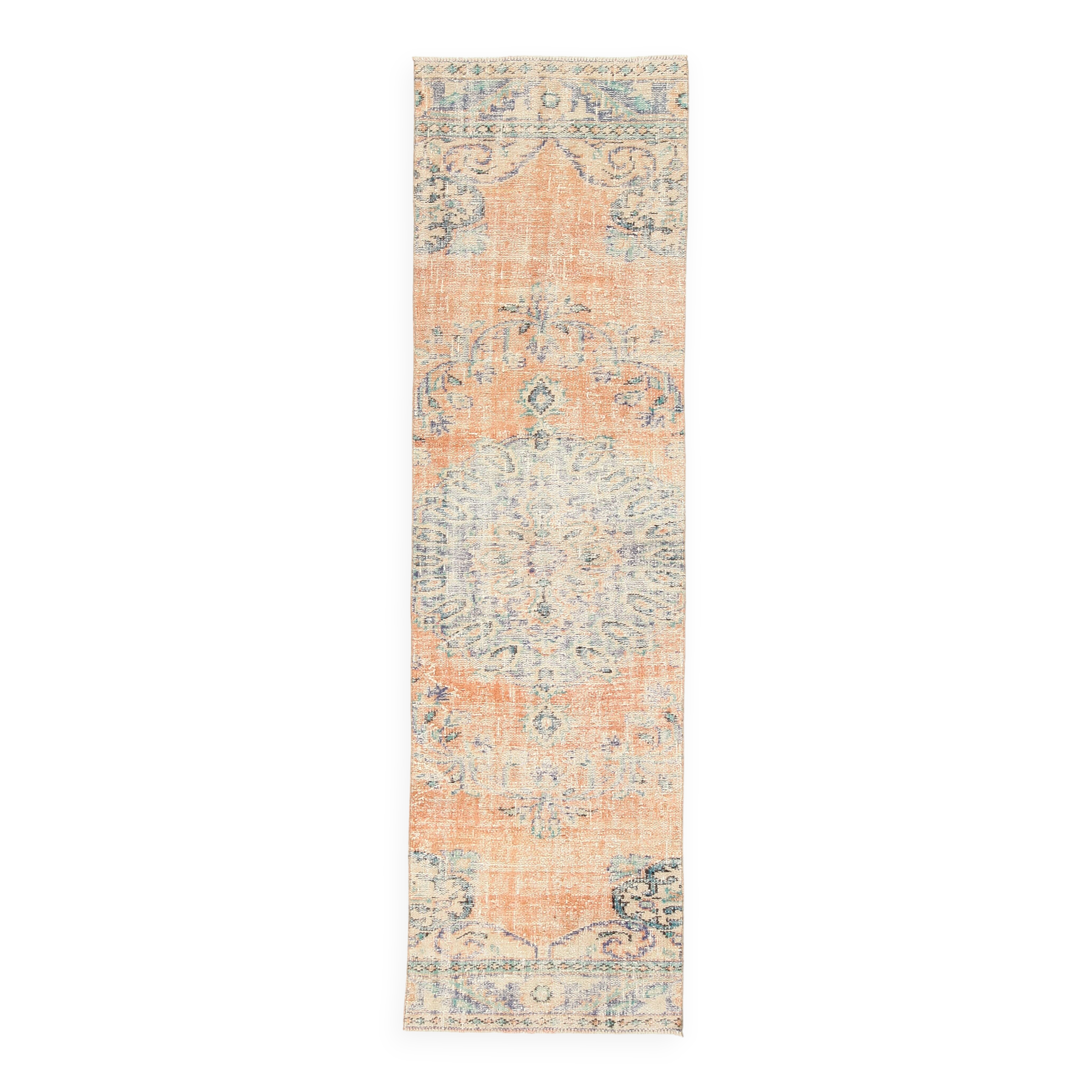 3x9 Pale Orange & Blue Vintage Runner Rug, 80x283Cm SK 6027