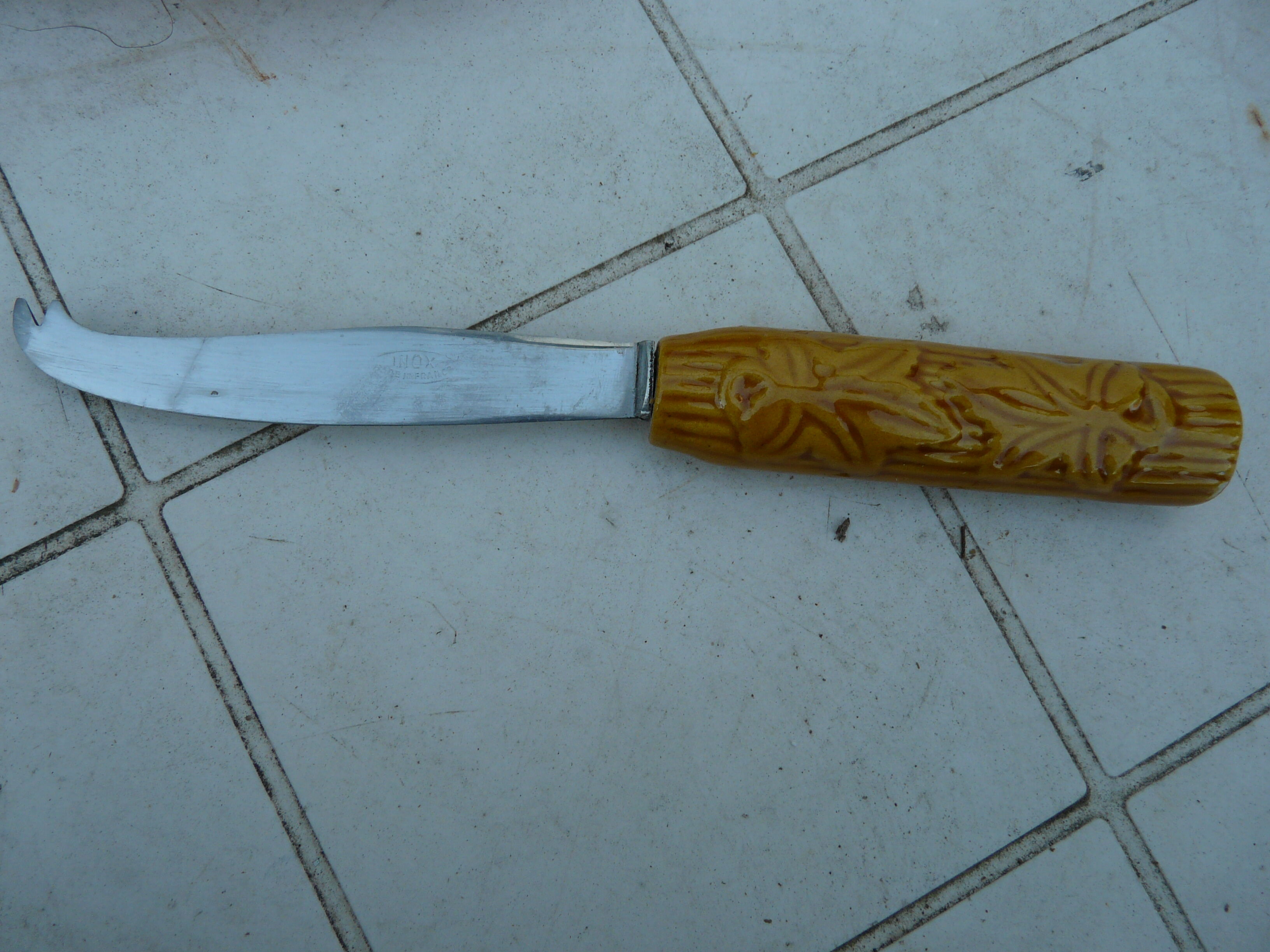 Vintage cheese platter with signed knife Vallauris MFPP Numbered