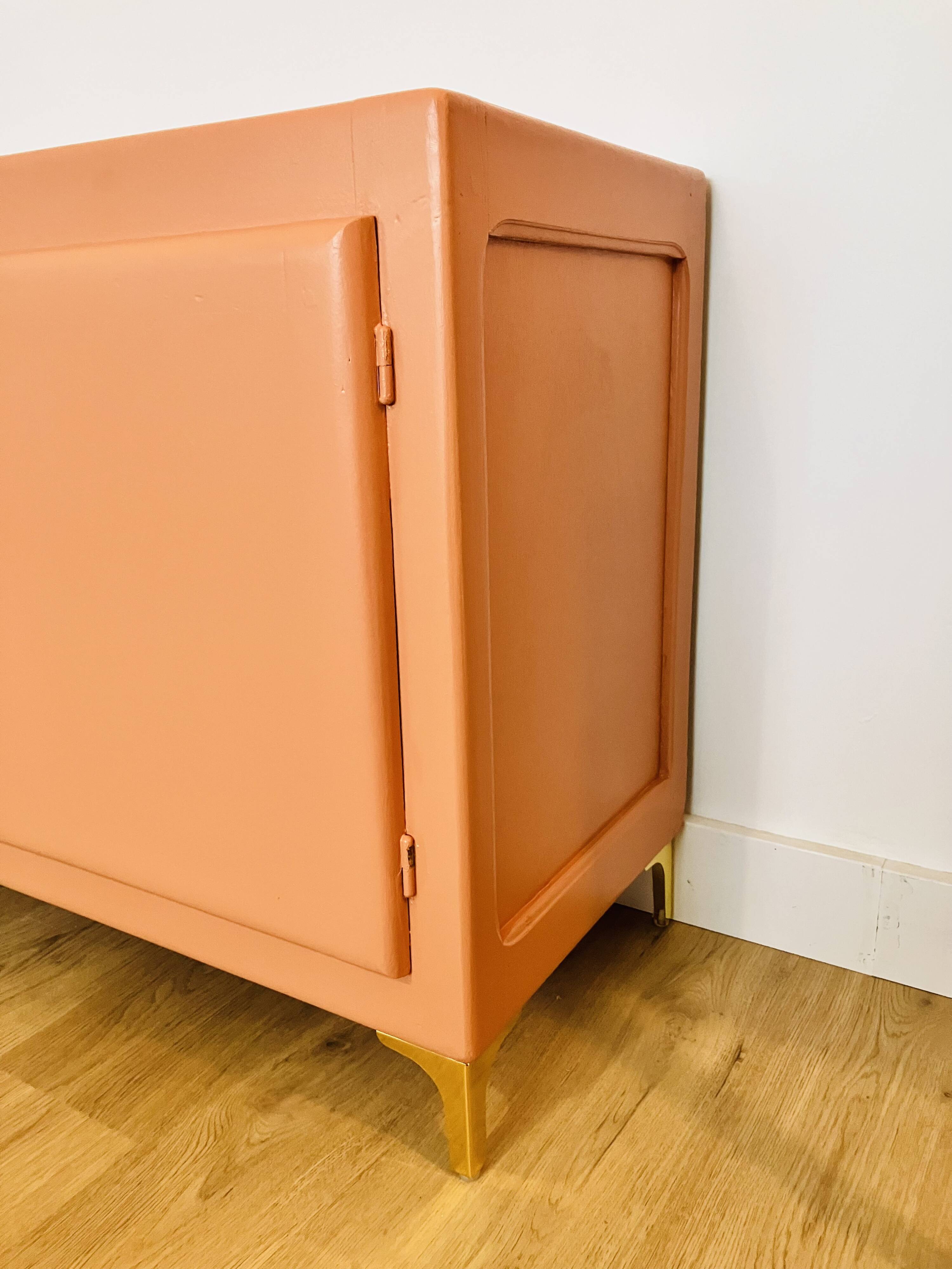 Terracotta painted wooden sideboard